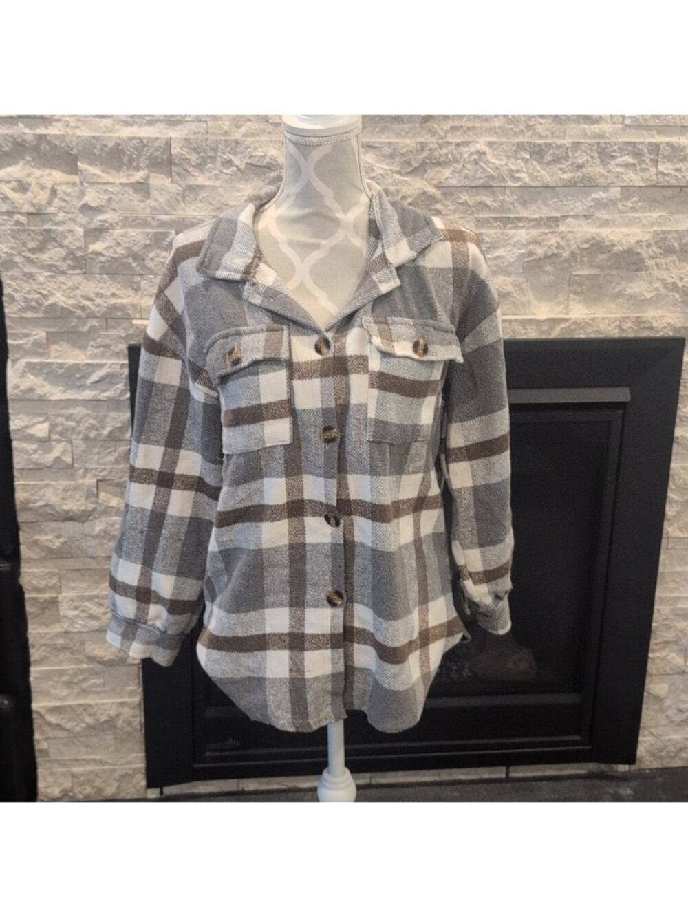 Flannel Button Up Plaid Shirt / Shacket